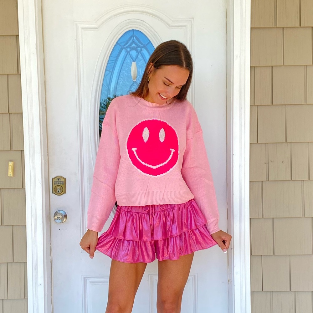 Pink smiley sweater